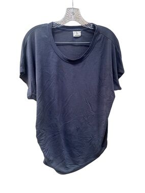 B. New York Black Ruche Side Short Sleeve Top - Women's L